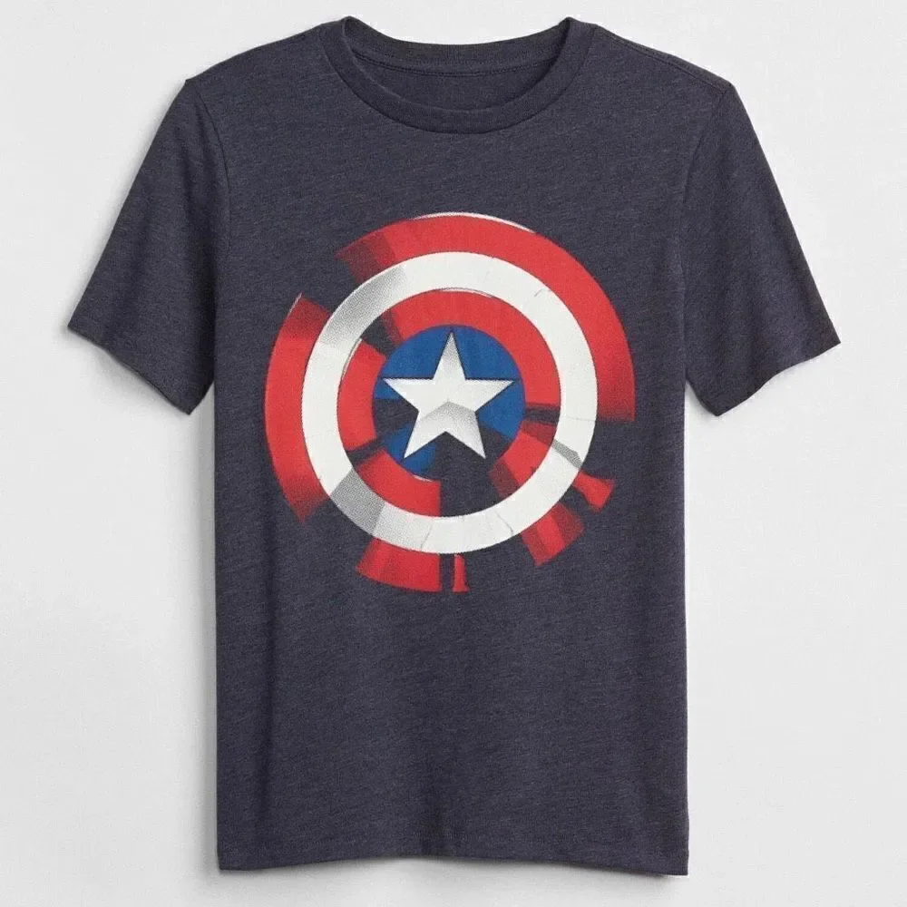 GAP Captain America Shirt Blue Red Marvel Athleisure Small Boys